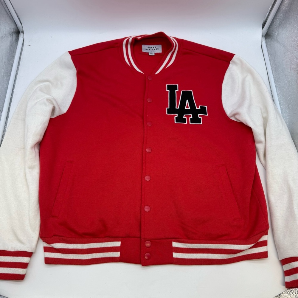 Urban Heritage LA Varsity Jacket Red White Snap Button Men’s L Large - Picture 3 of 7